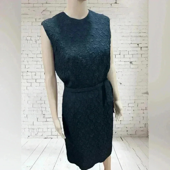 Vintage MISS COUTURE brand little black brocade cocktail 50/60s dress-L - Picture 3 of 11